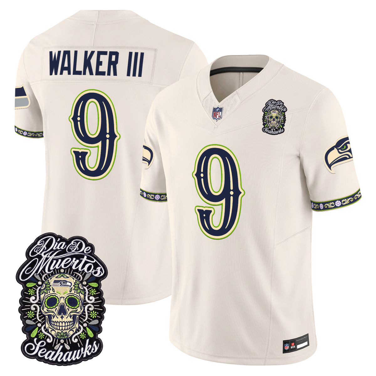  Seattle Seahawks Día de los Muertos Vapor Limited Jersey - Stitched