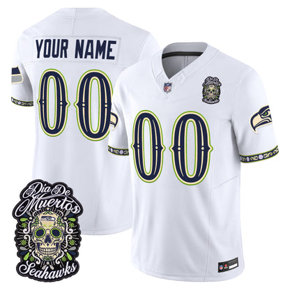 Seattle Seahawks Día de los Muertos Vapor Limited Custom Jersey - Stitched