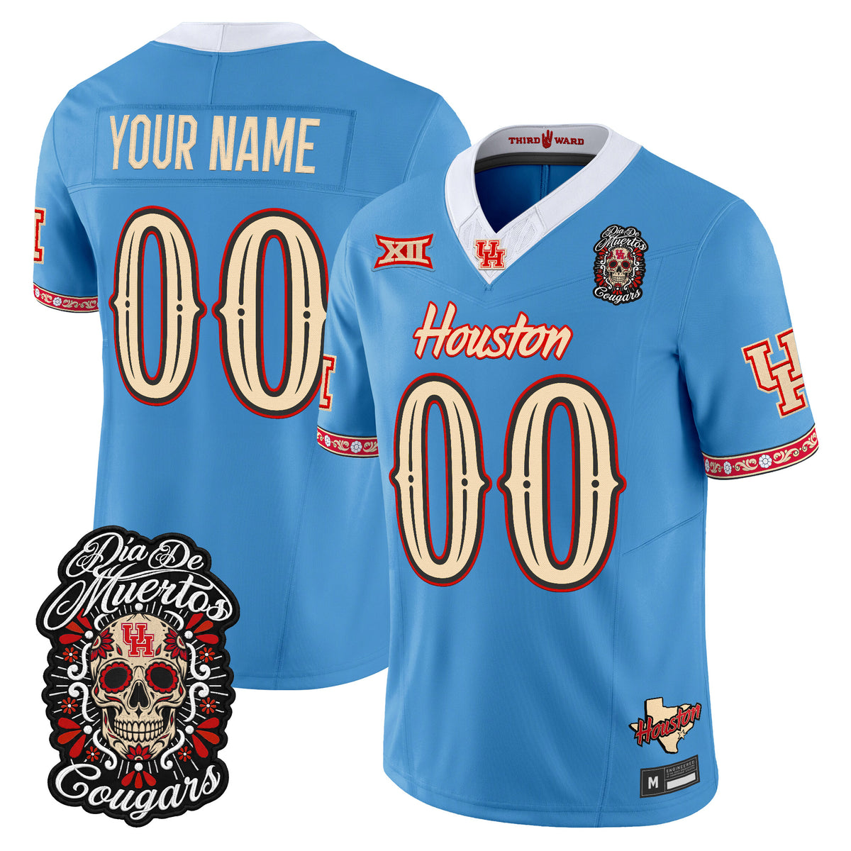 Houston Cougars Día de los Muertos Vapor Limited Custom Jersey - Stitched