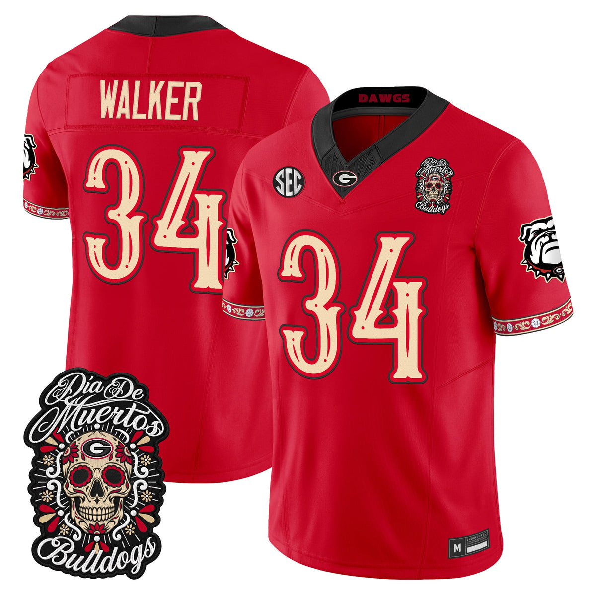 Georgia Bulldogs Día de los Muertos Vapor Limited Jersey - Stitched