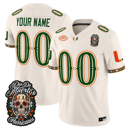 Miami Hurricanes Día de los Muertos Vapor Limited Custom Jersey - Stitched