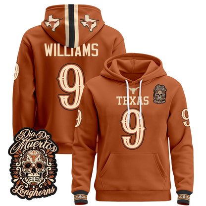  Texas Longhorns Día de los Muertos Premium Fleece Hoodie - Printed 