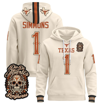  Texas Longhorns Día de los Muertos Premium Fleece Hoodie - Printed 