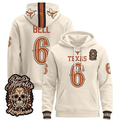 Texas Longhorns Día de los Muertos Premium Fleece Hoodie - Printed 