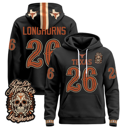  Texas Longhorns Día de los Muertos Premium Fleece Hoodie - Printed 