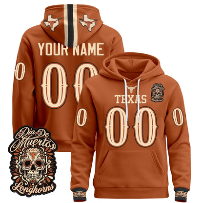 Texas Longhorns Día de los Muertos Premium Custom Fleece Hoodie - Printed 