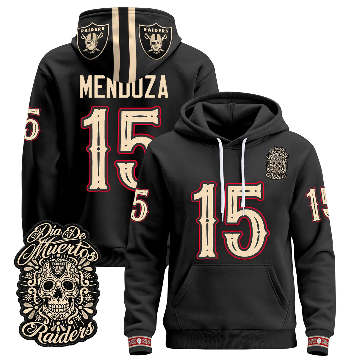  Las Vegas Raiders Día de los Muertos Premium Fleece Hoodie - Printed 