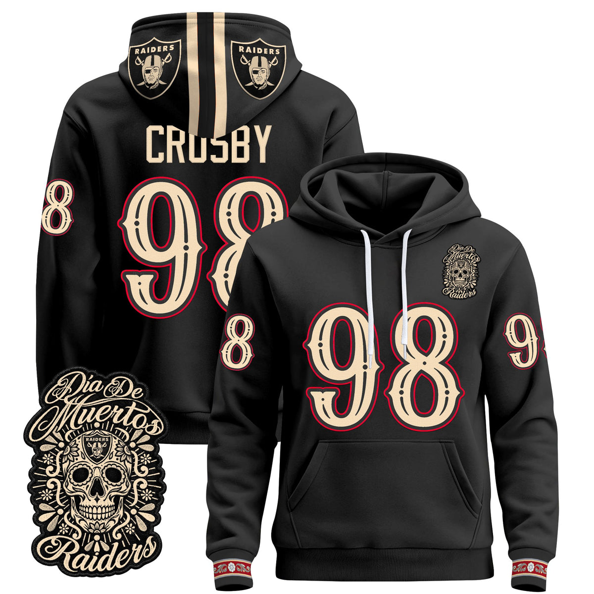  Las Vegas Raiders Día de los Muertos Premium Fleece Hoodie - Printed 