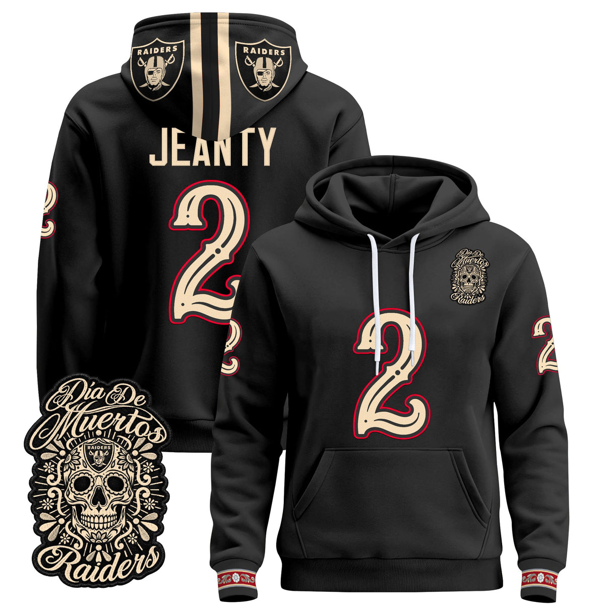  Las Vegas Raiders Día de los Muertos Premium Fleece Hoodie - Printed 