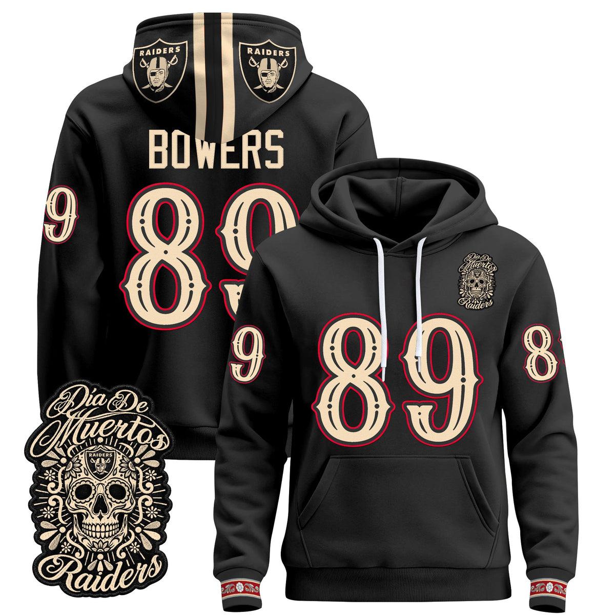  Las Vegas Raiders Día de los Muertos Premium Fleece Hoodie - Printed 