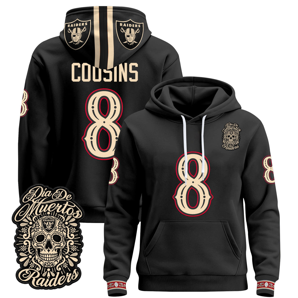  Las Vegas Raiders Día de los Muertos Premium Fleece Hoodie - Printed 