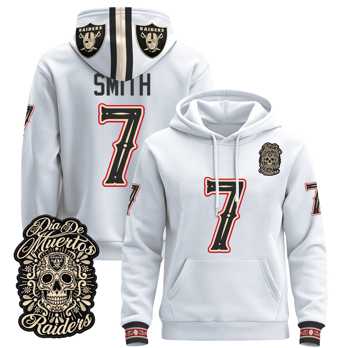  Las Vegas Raiders Día de los Muertos Premium Fleece Hoodie - Printed 