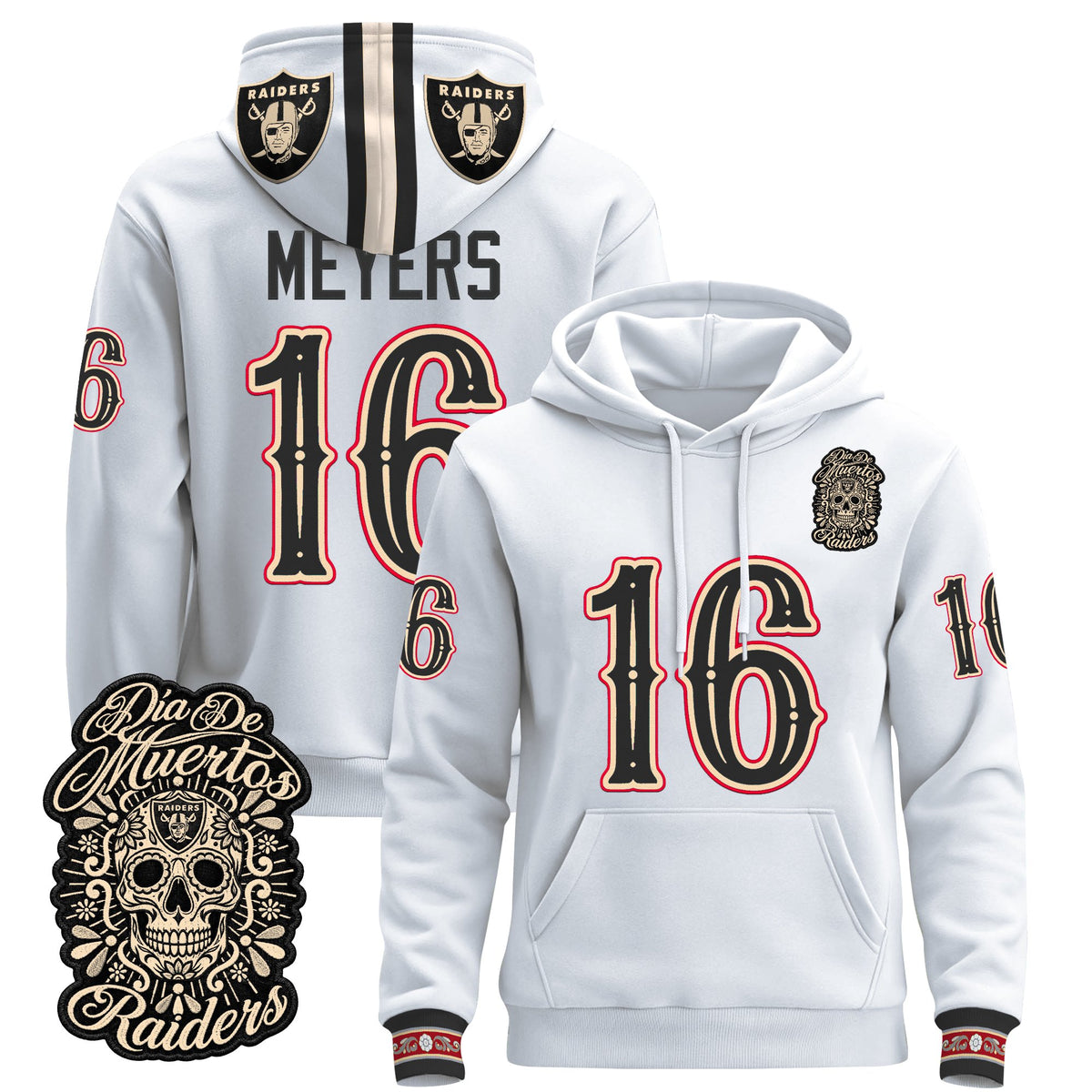  Las Vegas Raiders Día de los Muertos Premium Fleece Hoodie - Printed 