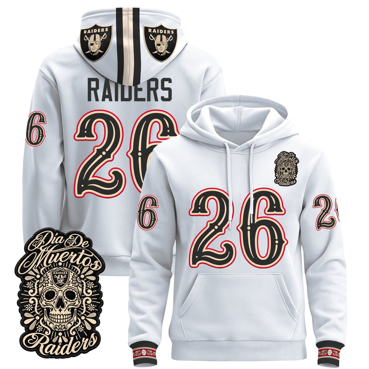  Las Vegas Raiders Día de los Muertos Premium Fleece Hoodie - Printed 