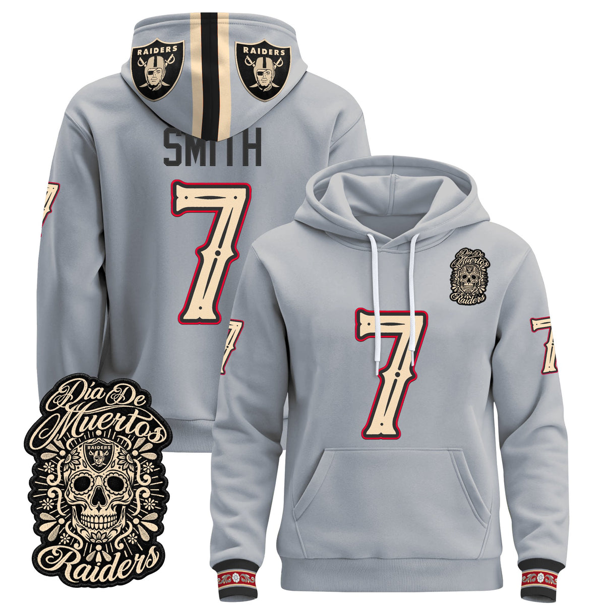  Las Vegas Raiders Día de los Muertos Premium Fleece Hoodie - Printed 