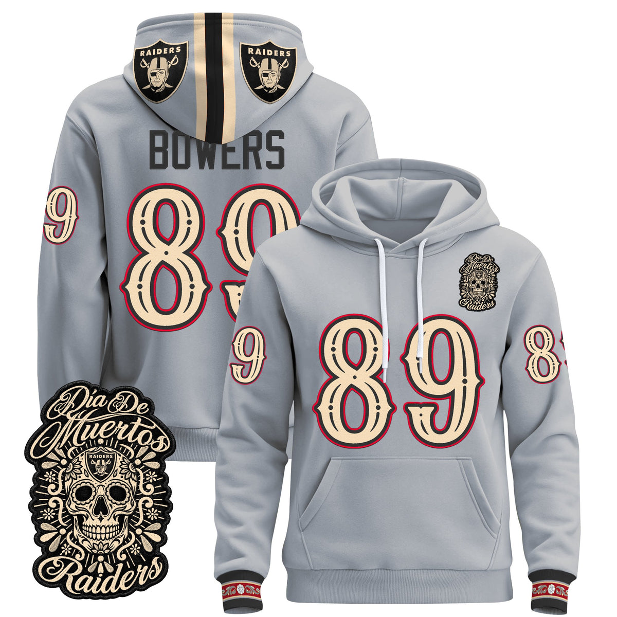  Las Vegas Raiders Día de los Muertos Premium Fleece Hoodie - Printed 
