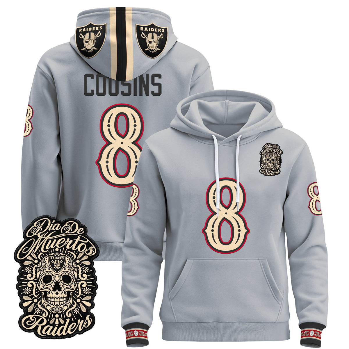  Las Vegas Raiders Día de los Muertos Premium Fleece Hoodie - Printed 