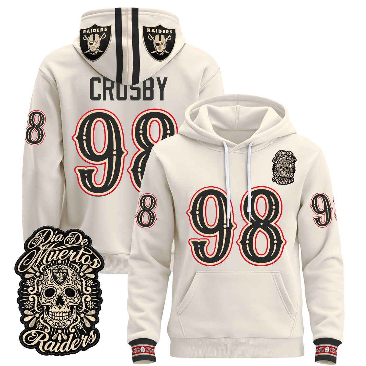  Las Vegas Raiders Día de los Muertos Premium Fleece Hoodie - Printed 