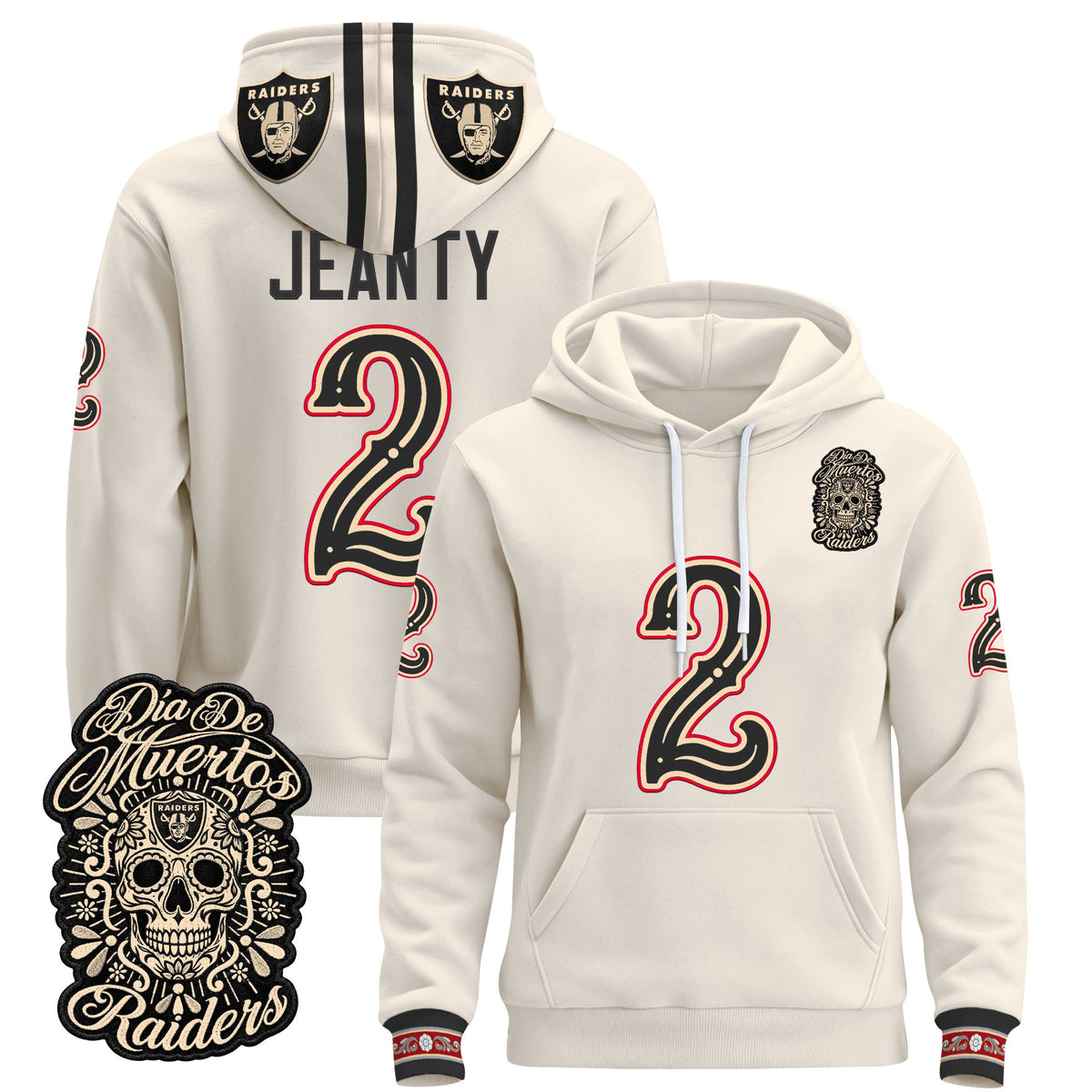  Las Vegas Raiders Día de los Muertos Premium Fleece Hoodie - Printed 