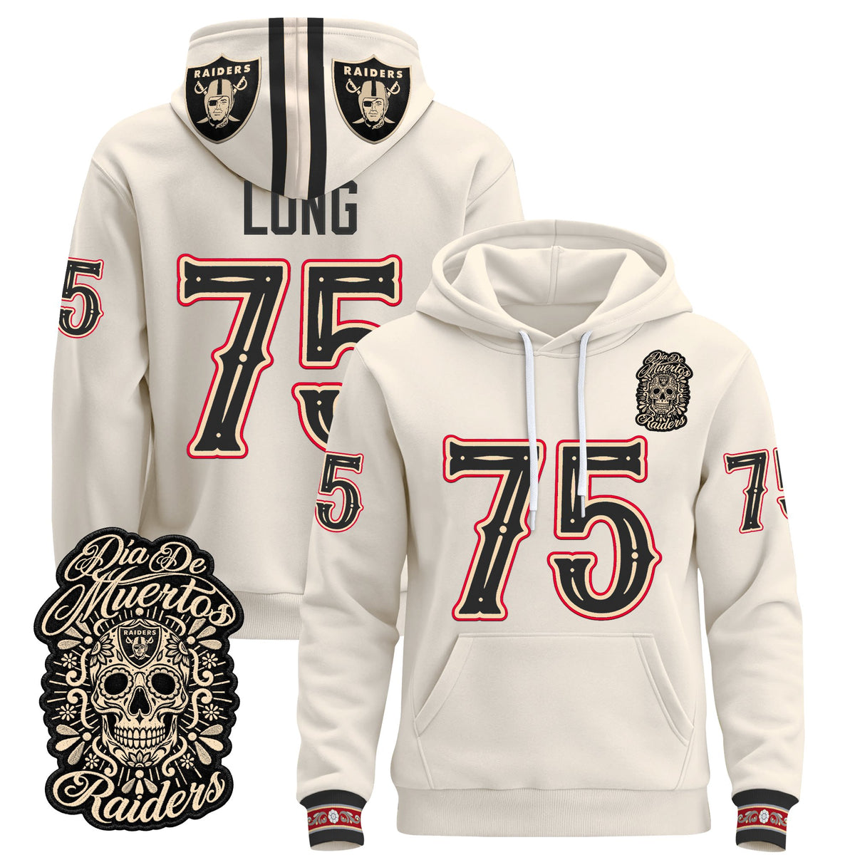  Las Vegas Raiders Día de los Muertos Premium Fleece Hoodie - Printed 