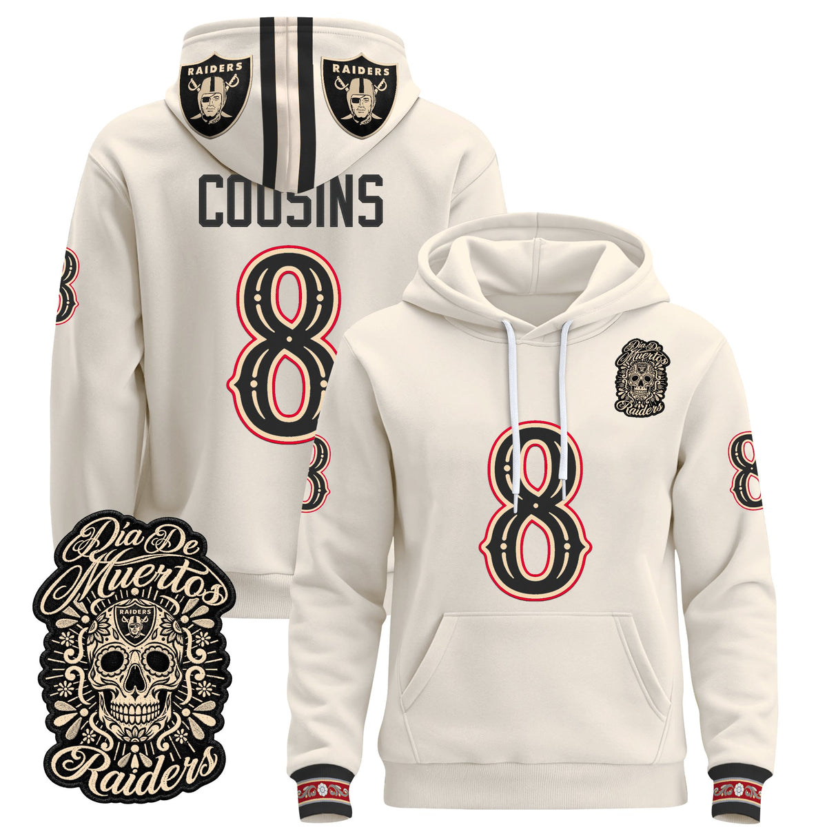  Las Vegas Raiders Día de los Muertos Premium Fleece Hoodie - Printed 
