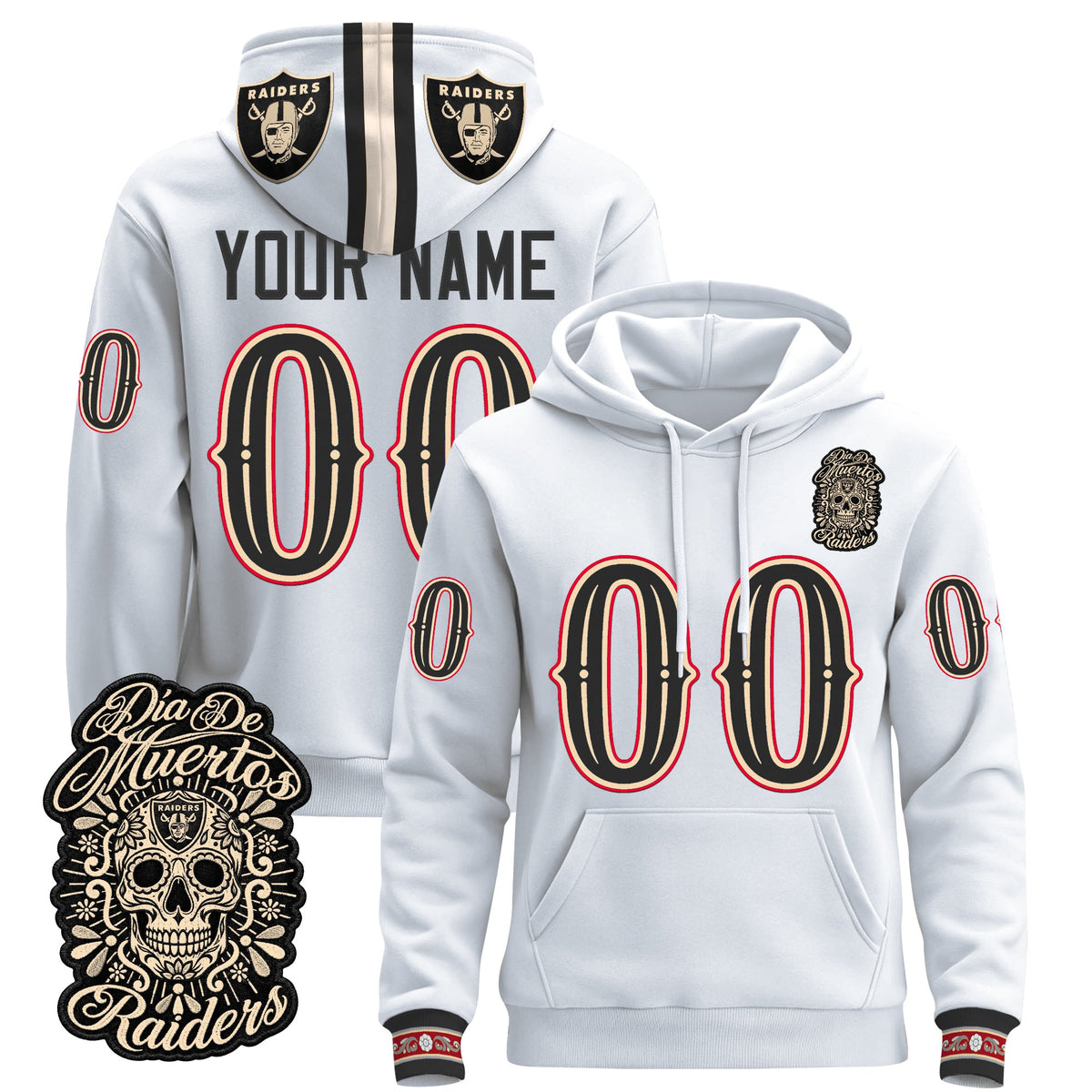 Las Vegas Raiders Día de los Muertos Premium Custom Fleece Hoodie - Printed 