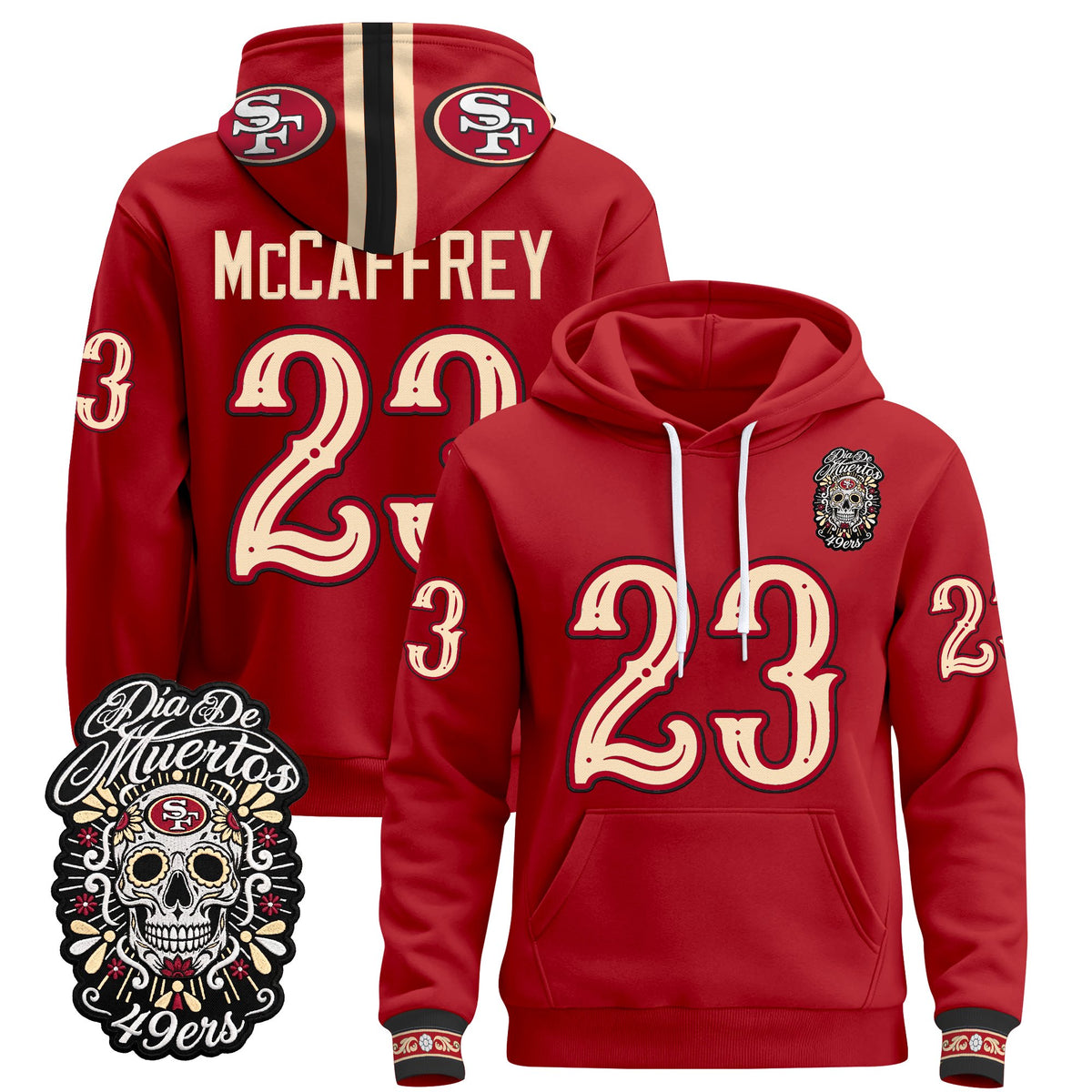  San Francisco 49ers Día de los Muertos Premium Fleece Hoodie - Printed 