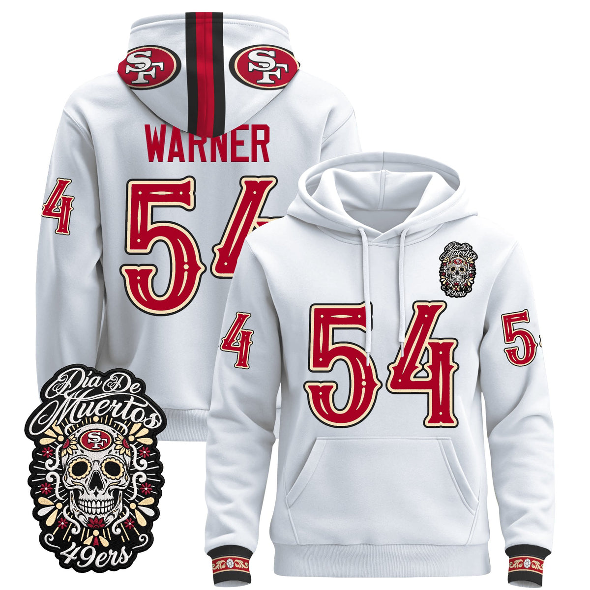  San Francisco 49ers Día de los Muertos Premium Fleece Hoodie - Printed 