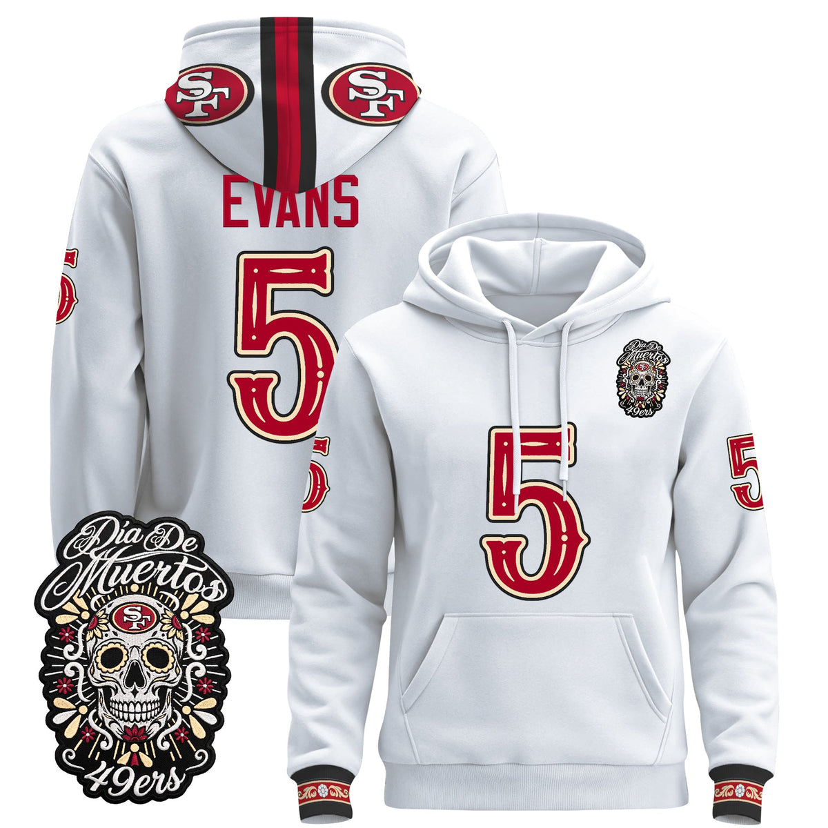  San Francisco 49ers Día de los Muertos Premium Fleece Hoodie - Printed 