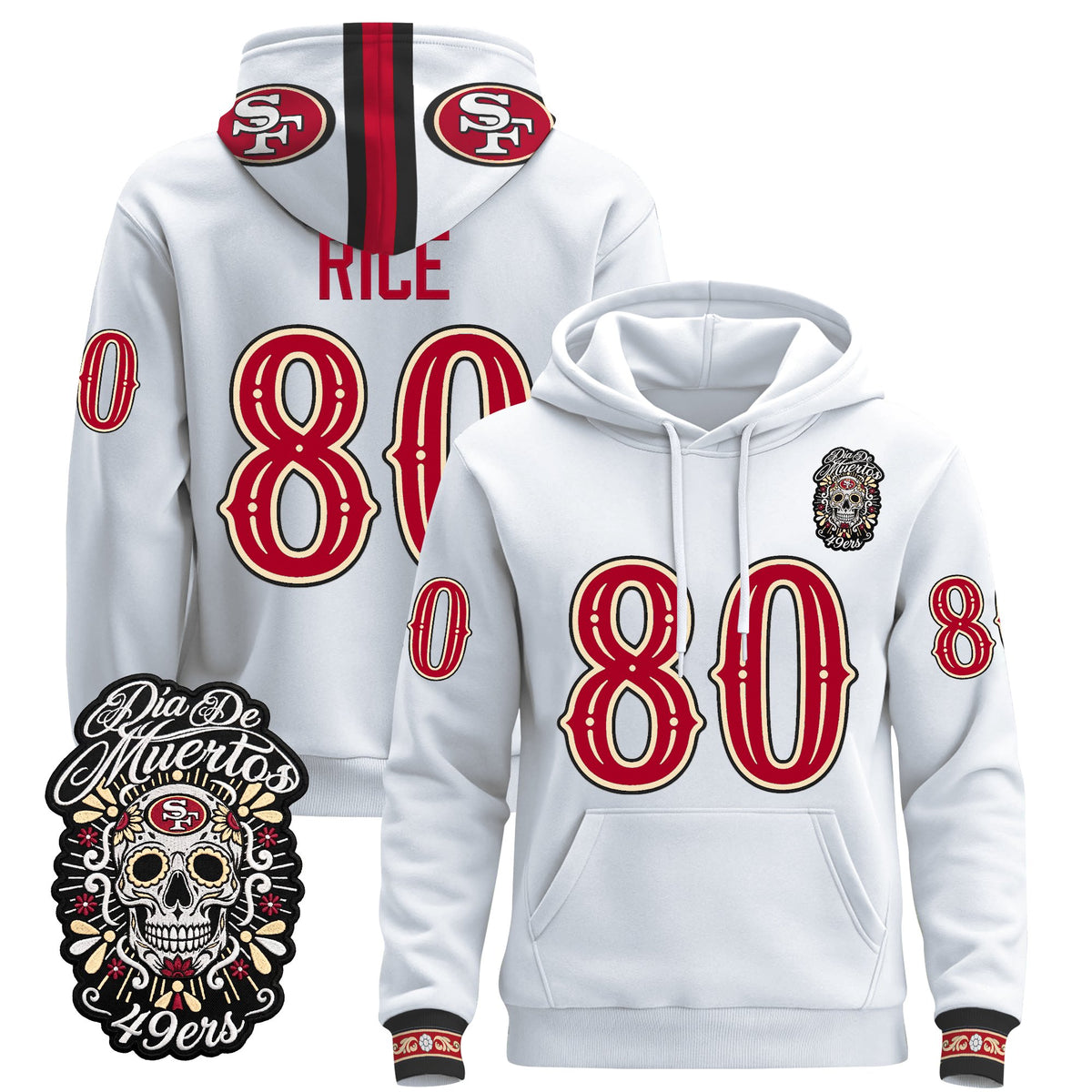  San Francisco 49ers Día de los Muertos Premium Fleece Hoodie - Printed 