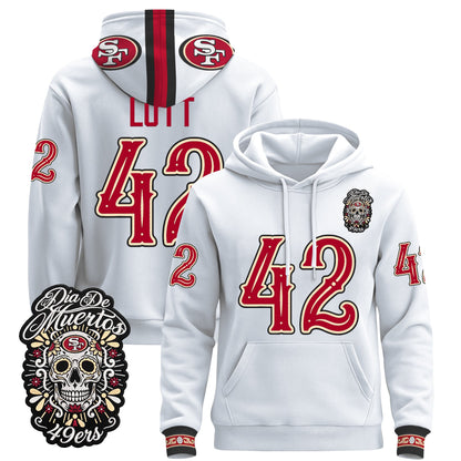  San Francisco 49ers Día de los Muertos Premium Fleece Hoodie - Printed 