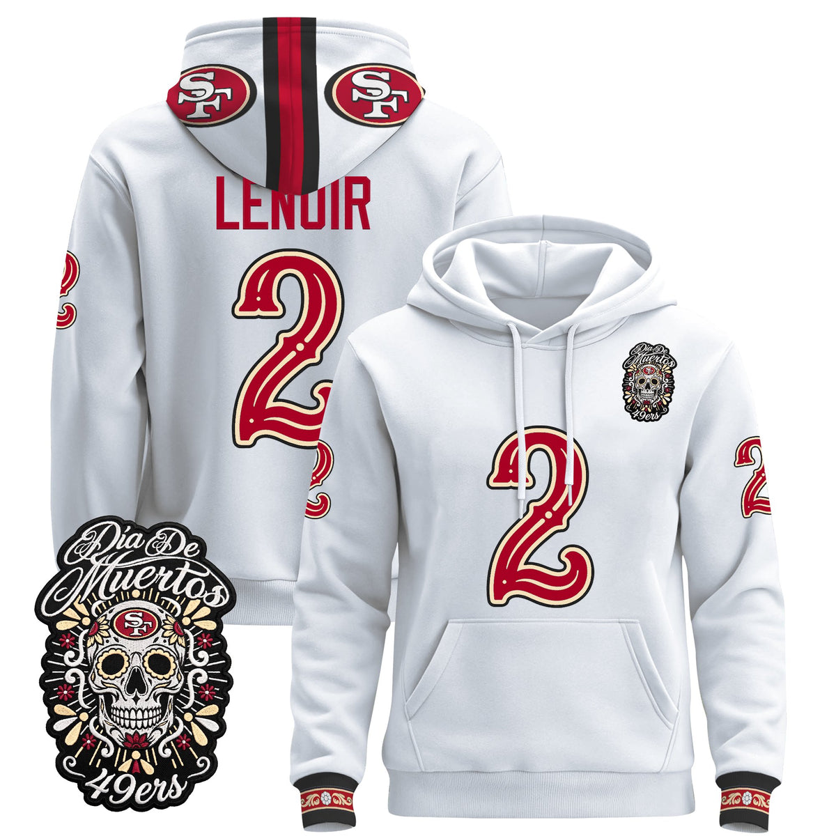  San Francisco 49ers Día de los Muertos Premium Fleece Hoodie - Printed 