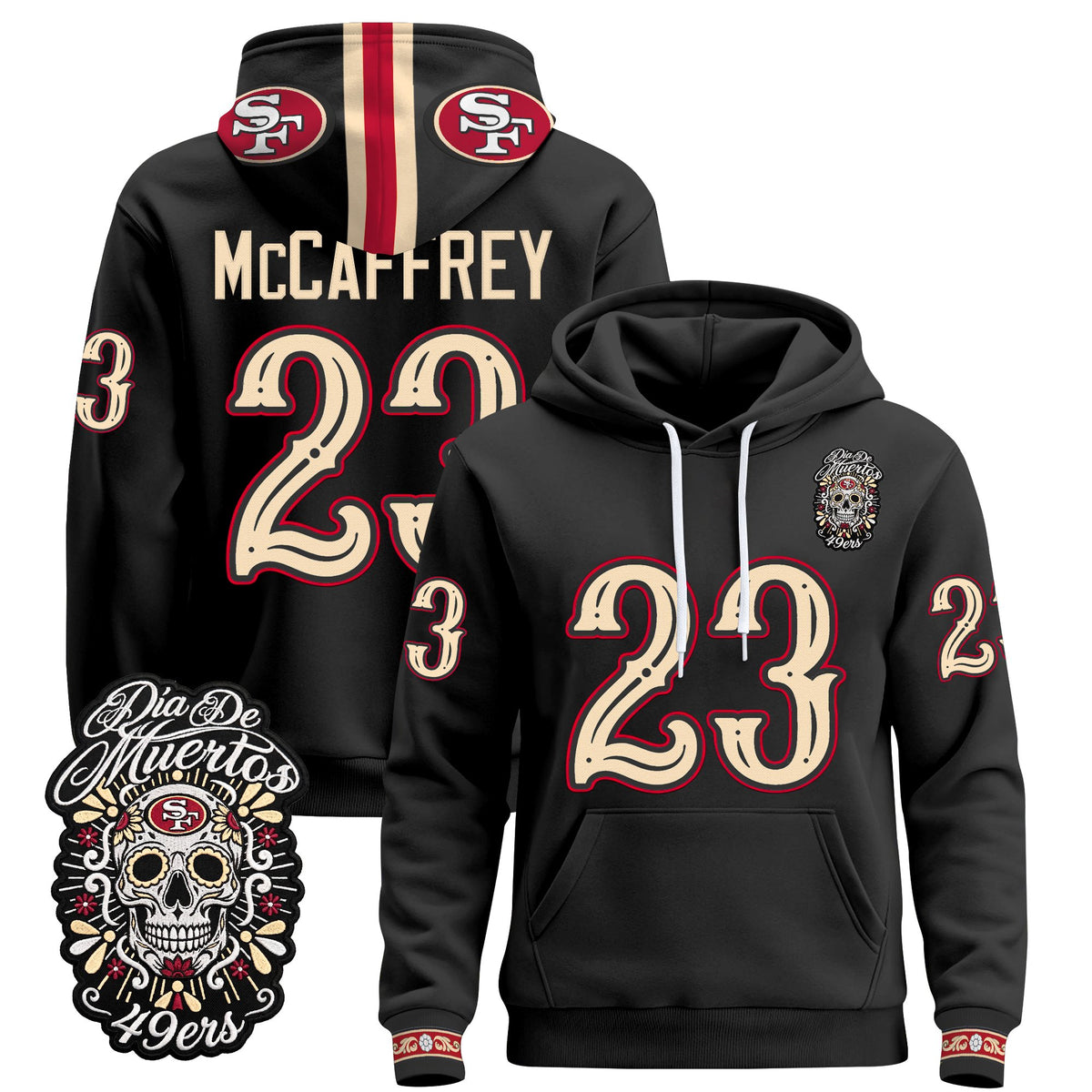  San Francisco 49ers Día de los Muertos Premium Fleece Hoodie - Printed 