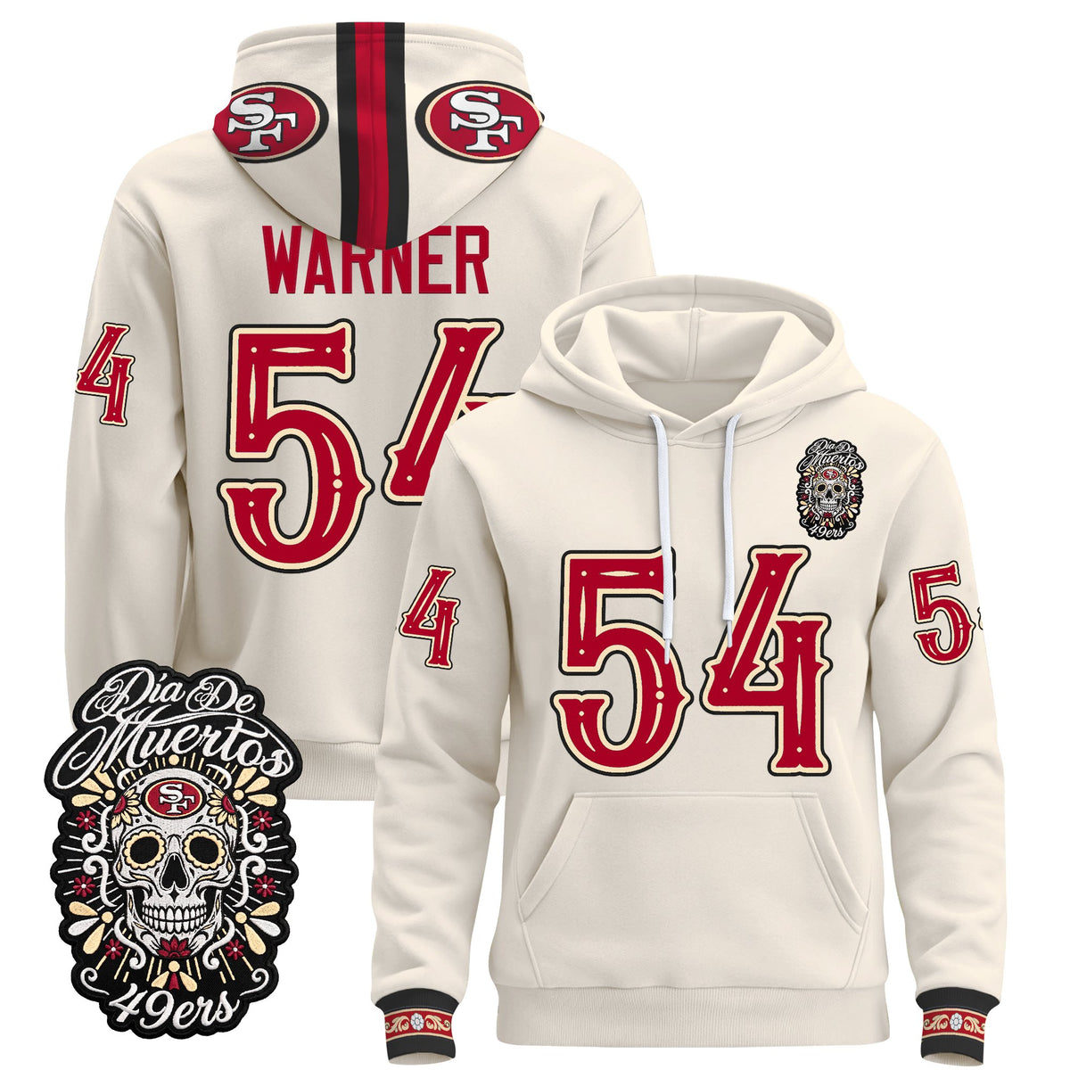  San Francisco 49ers Día de los Muertos Premium Fleece Hoodie - Printed 