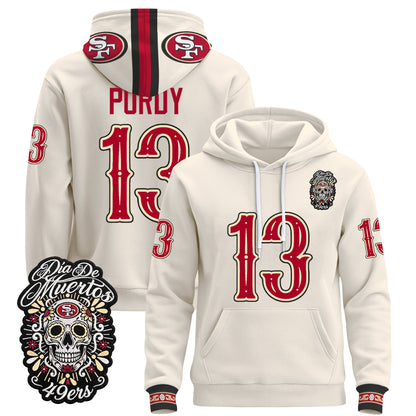  San Francisco 49ers Día de los Muertos Premium Fleece Hoodie - Printed 