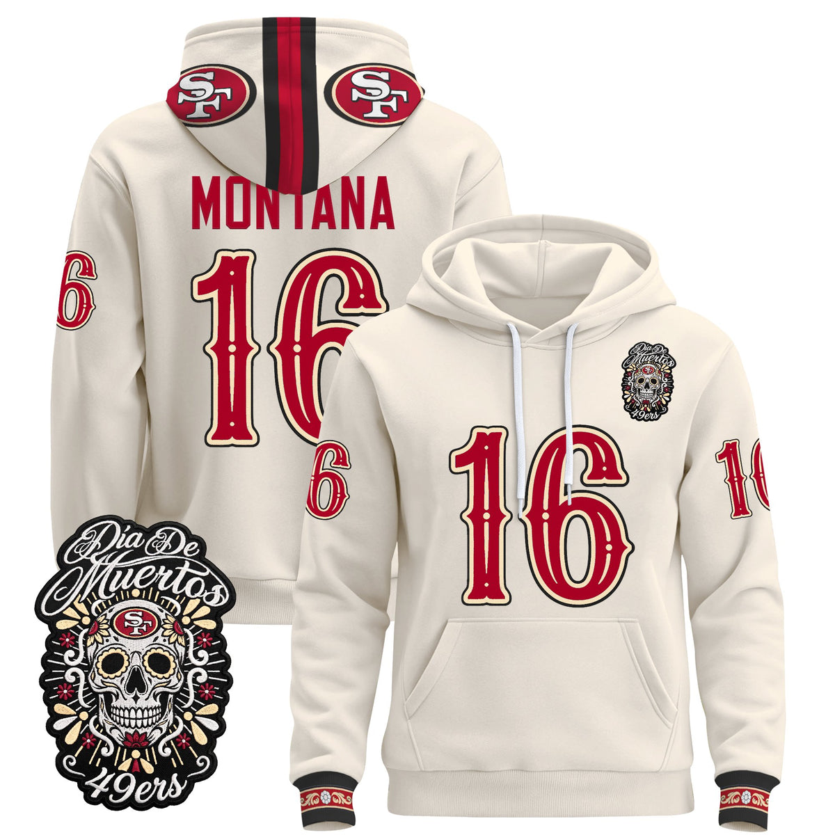  San Francisco 49ers Día de los Muertos Premium Fleece Hoodie - Printed 