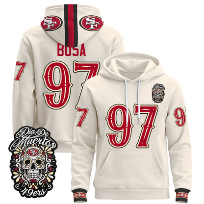  San Francisco 49ers Día de los Muertos Premium Fleece Hoodie - Printed 