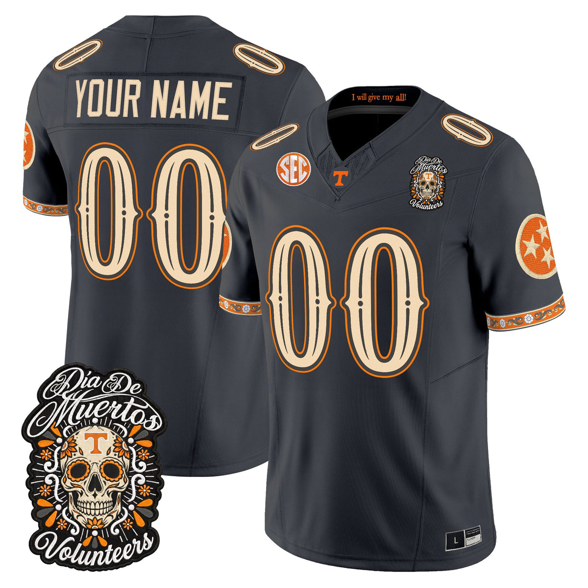 Tennessee Volunteers Día de los Muertos Vapor Limited Custom Jersey - Stitched