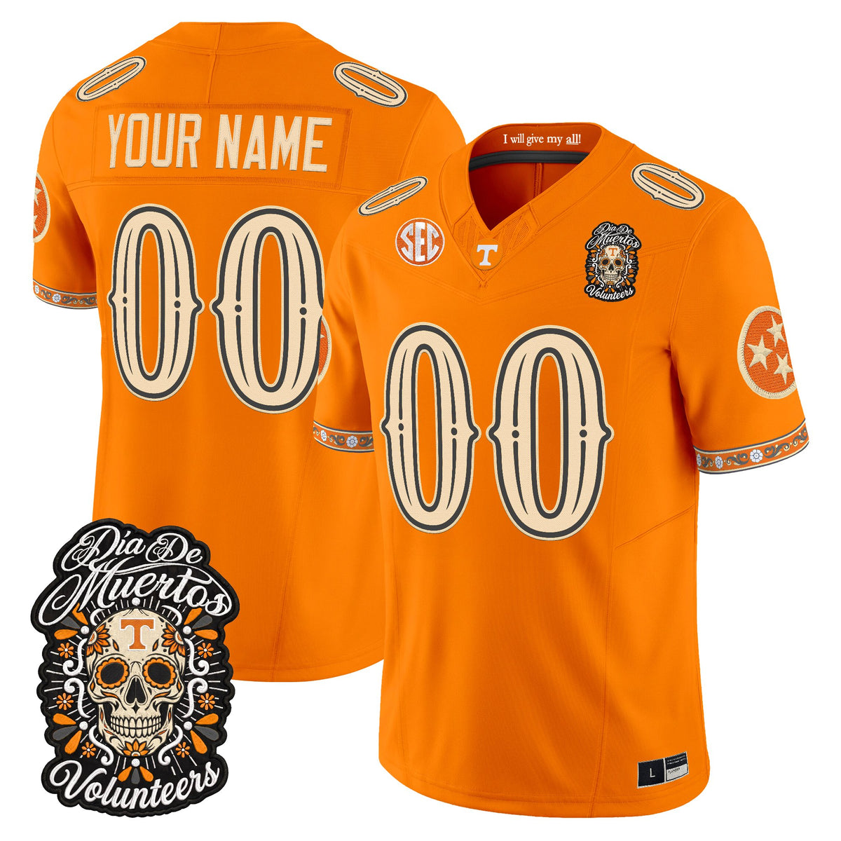 Tennessee Volunteers Día de los Muertos Vapor Limited Custom Jersey - Stitched
