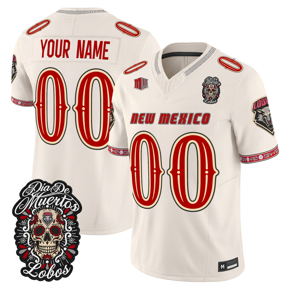 New Mexico Lobos Día de los Muertos Vapor Limited Custom Jersey - Stitched