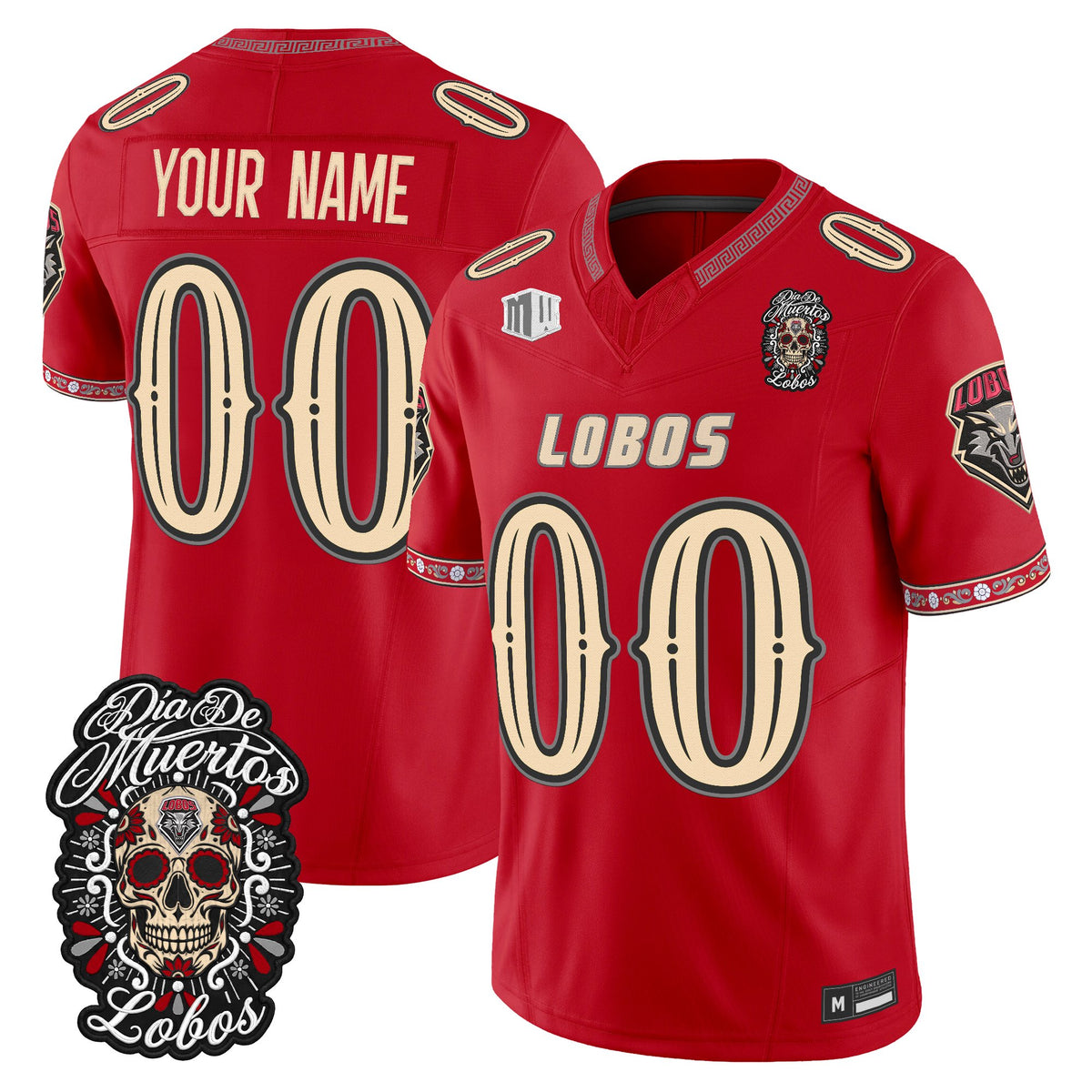 New Mexico Lobos Día de los Muertos Vapor Limited Custom Jersey - Stitched