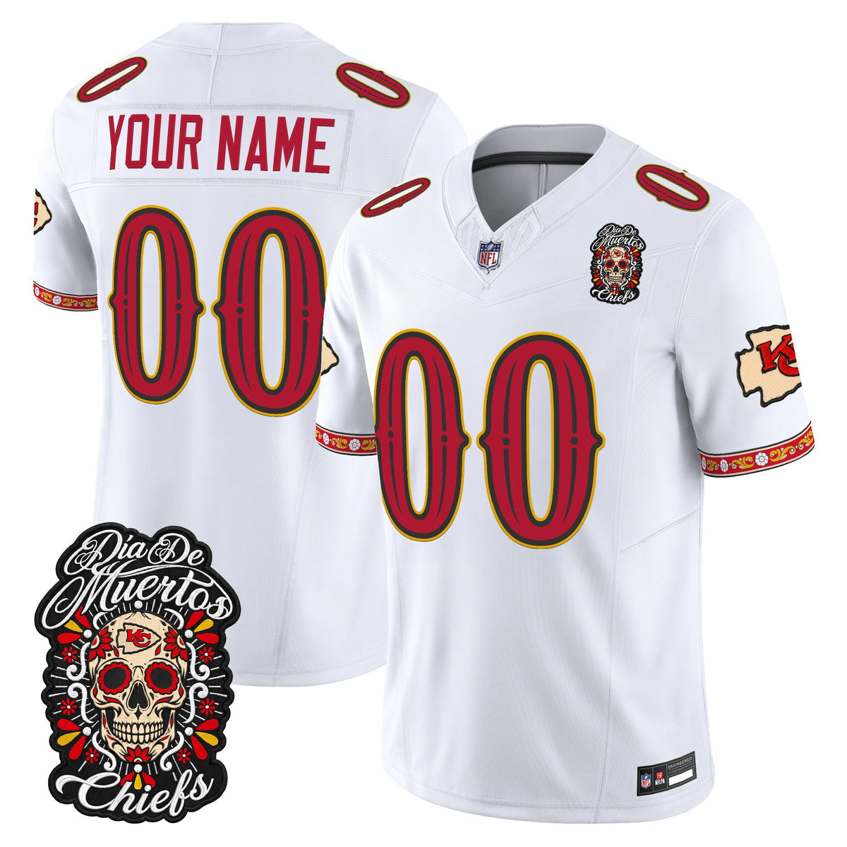 Kansas City Chiefs Día de los Muertos Vapor Limited Custom Jersey - Stitched
