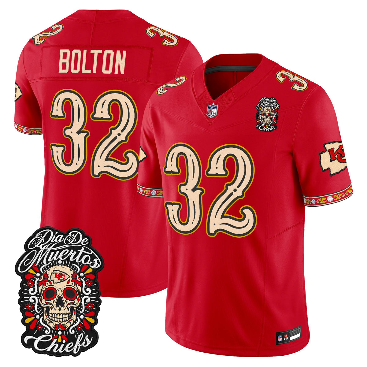 Kansas City Chiefs Día de los Muertos Vapor Limited Jersey - Stitched