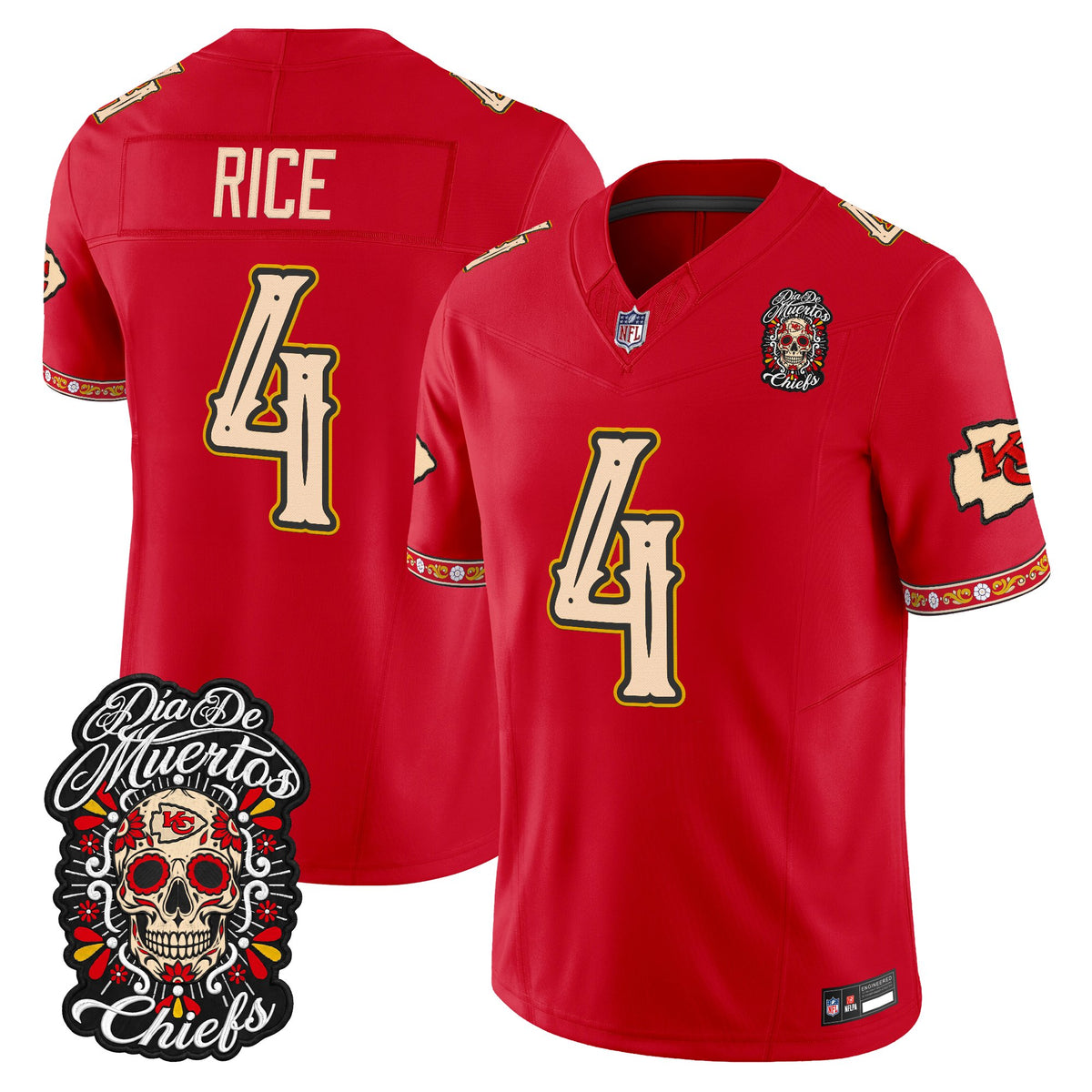 Kansas City Chiefs Día de los Muertos Vapor Limited Jersey - Stitched