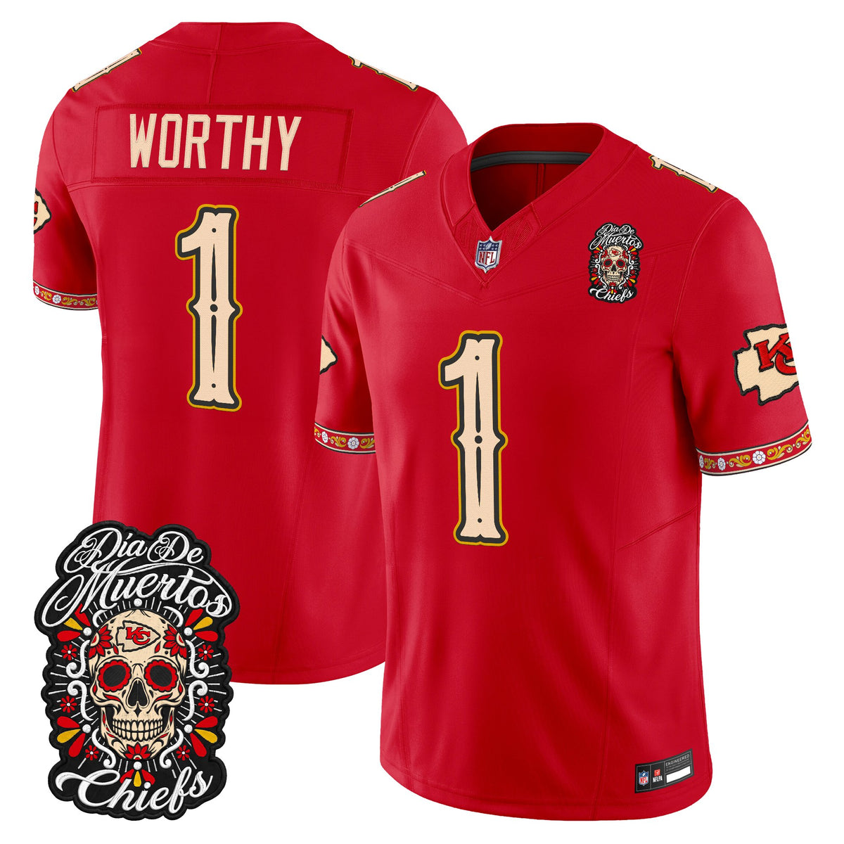 Kansas City Chiefs Día de los Muertos Vapor Limited Jersey - Stitched
