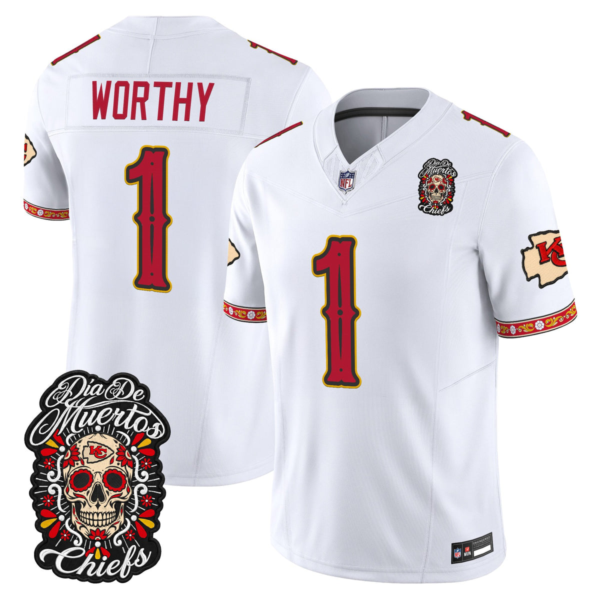 Kansas City Chiefs Día de los Muertos Vapor Limited Jersey - Stitched