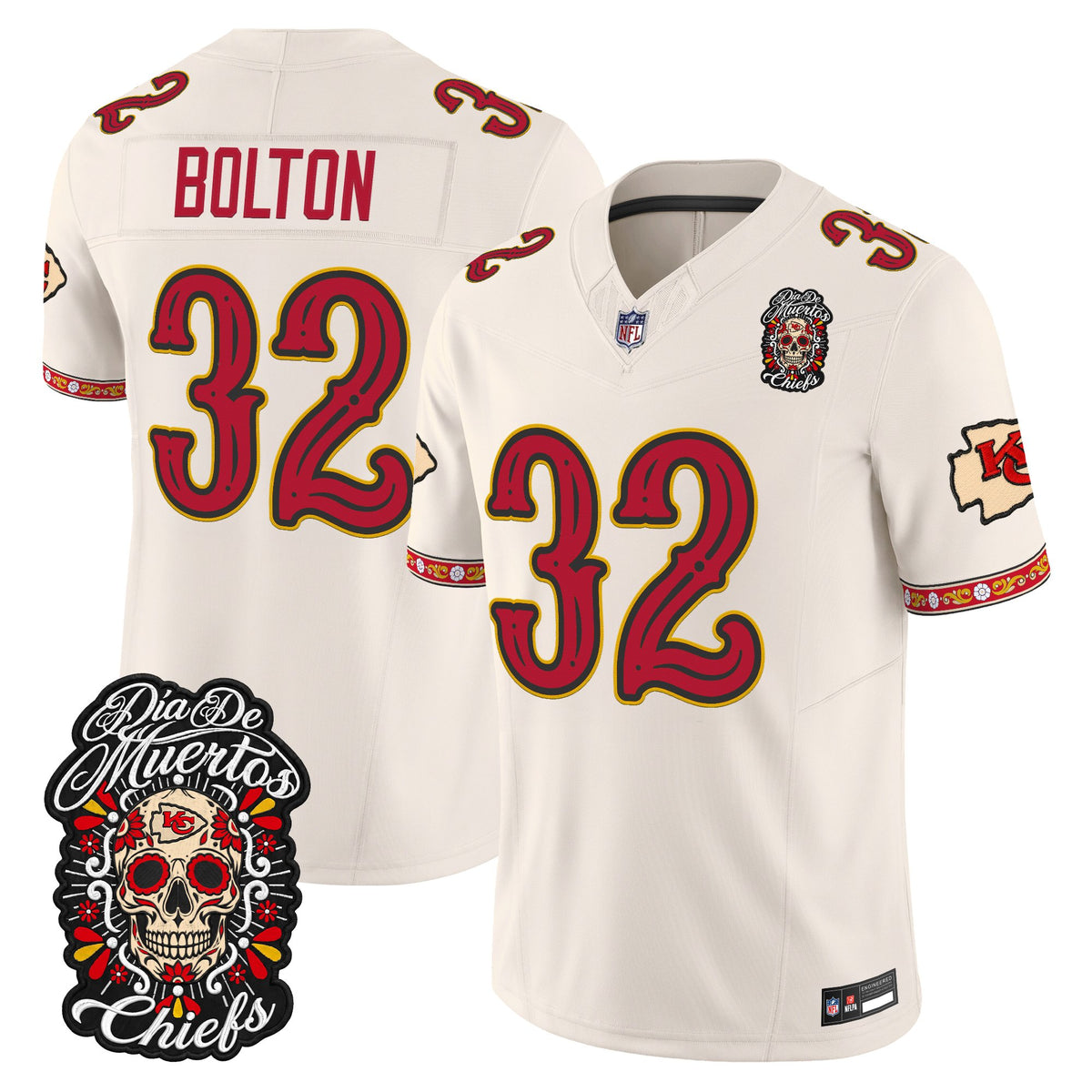 Kansas City Chiefs Día de los Muertos Vapor Limited Jersey - Stitched