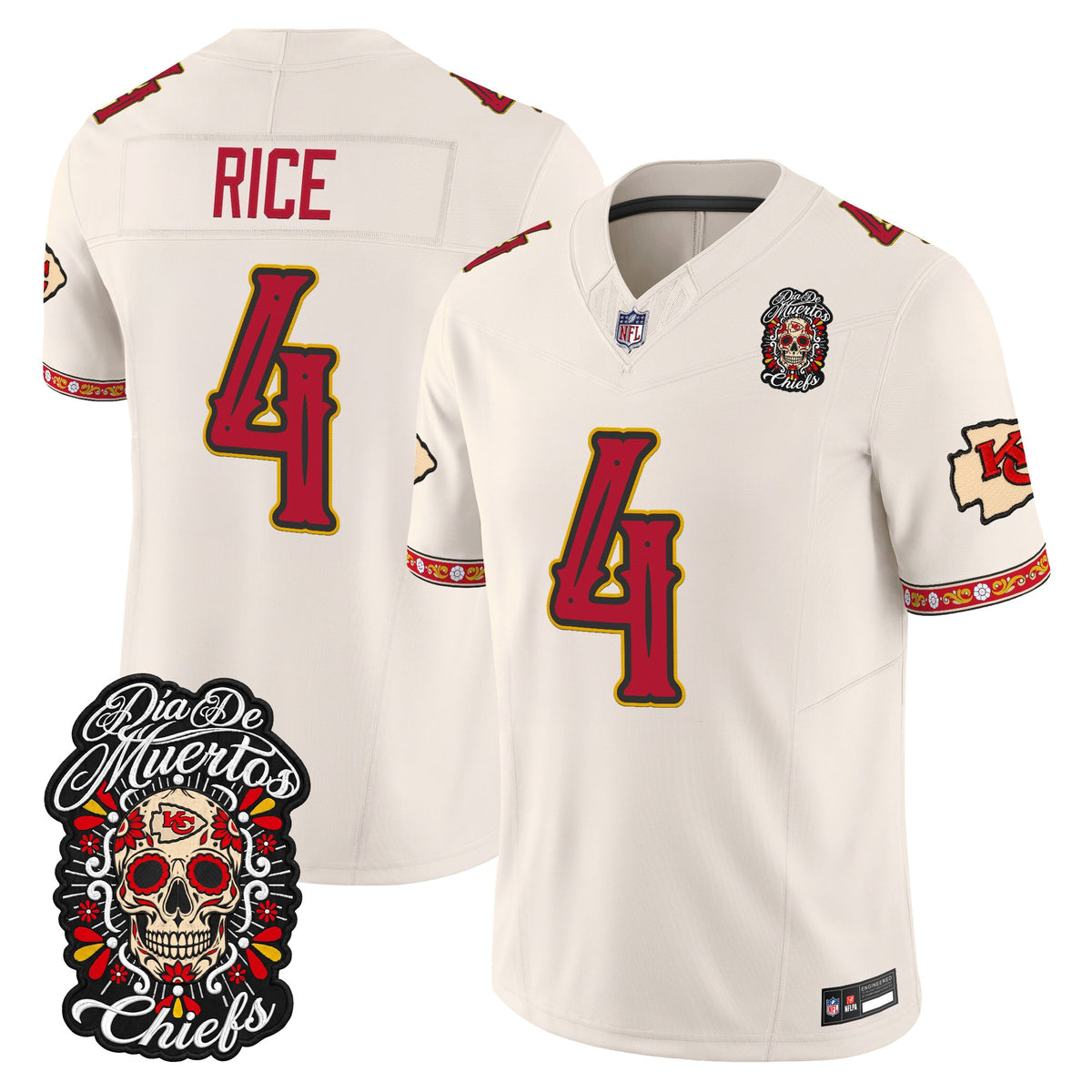 Kansas City Chiefs Día de los Muertos Vapor Limited Jersey - Stitched