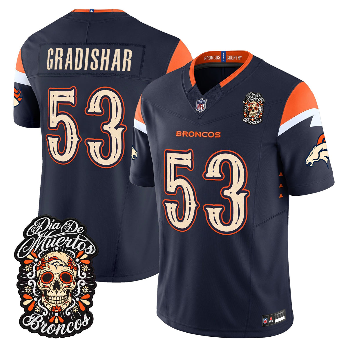 Denver Broncos Día de los Muertos Vapor Limited Jersey - Stitched