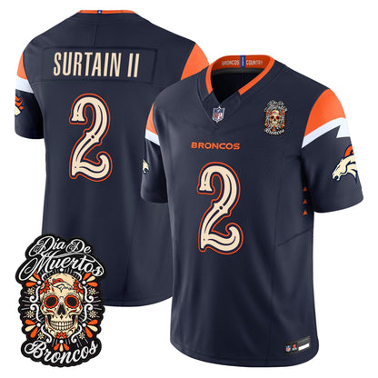 Denver Broncos Día de los Muertos Vapor Limited Jersey - Stitched